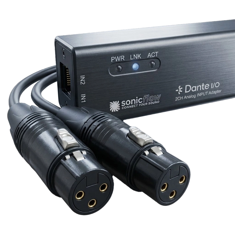 Adaptador Dante via Ethernet com 2 XLR Fêmea - Sonic Flow