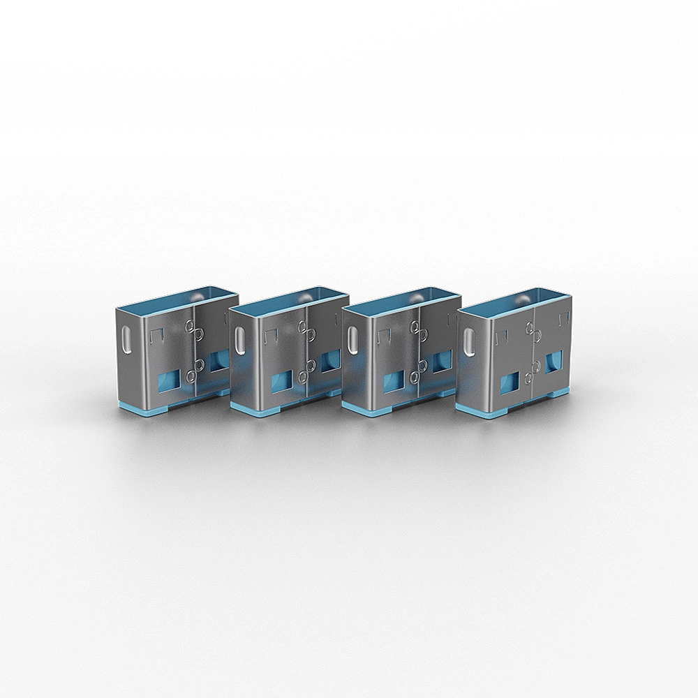 BLOQUEADOR DE PORTA USB-A 1-CHAVE E 4-BLOKERS - AZUL (LINDY)