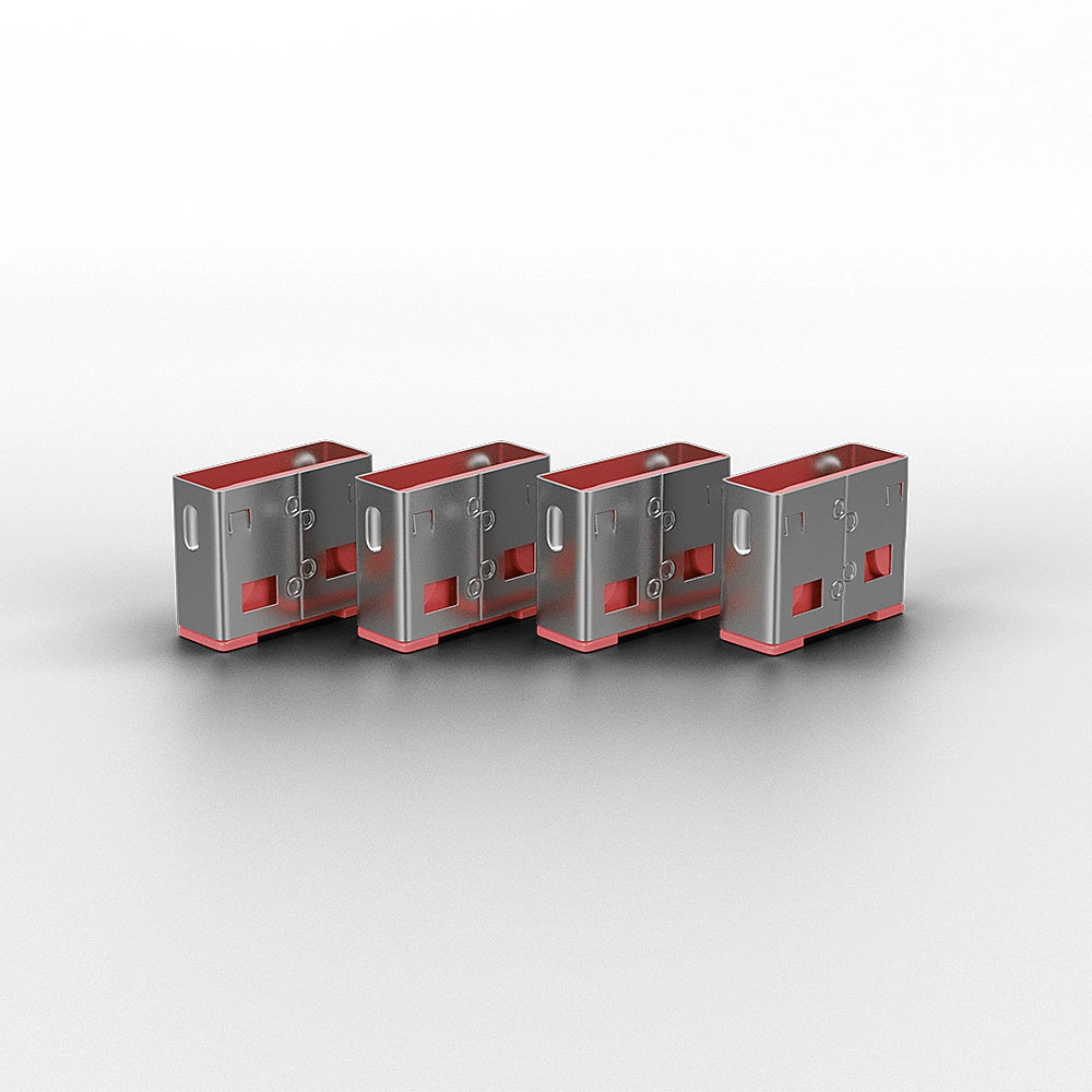 BLOQUEADOR DE PORTA USB-A 1-CHAVE E 4-BLOKERS - VERMELHO (LINDY)