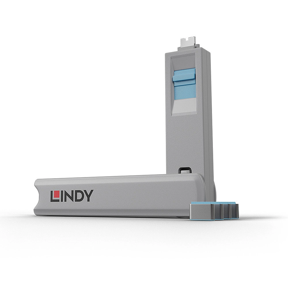 BLOQUEADOR DE PORTA USB-C 1-CHAVE E 4-BLOKERS - AZUL (LINDY)