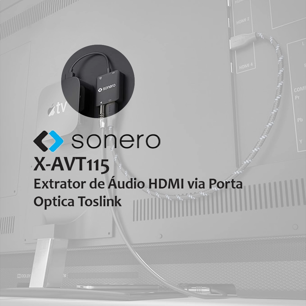 CABO ADAPTADOR EXTRATOR DE AUDIO HDMI X TOSLINK E HDMI 4K (SONERO)
