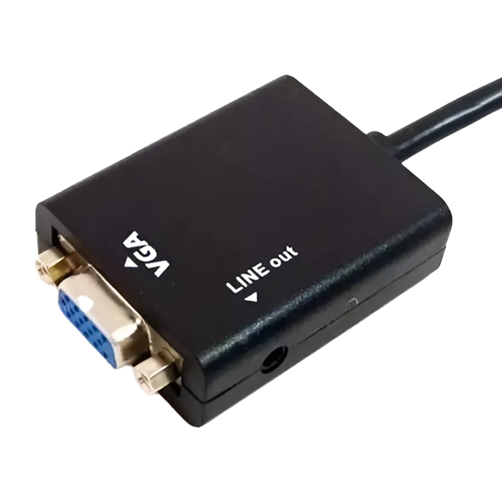 Cabo Adaptador HDMI Macho para VGA Fêmea com Saída de Audio Stereo P2 de 15 Centímetros