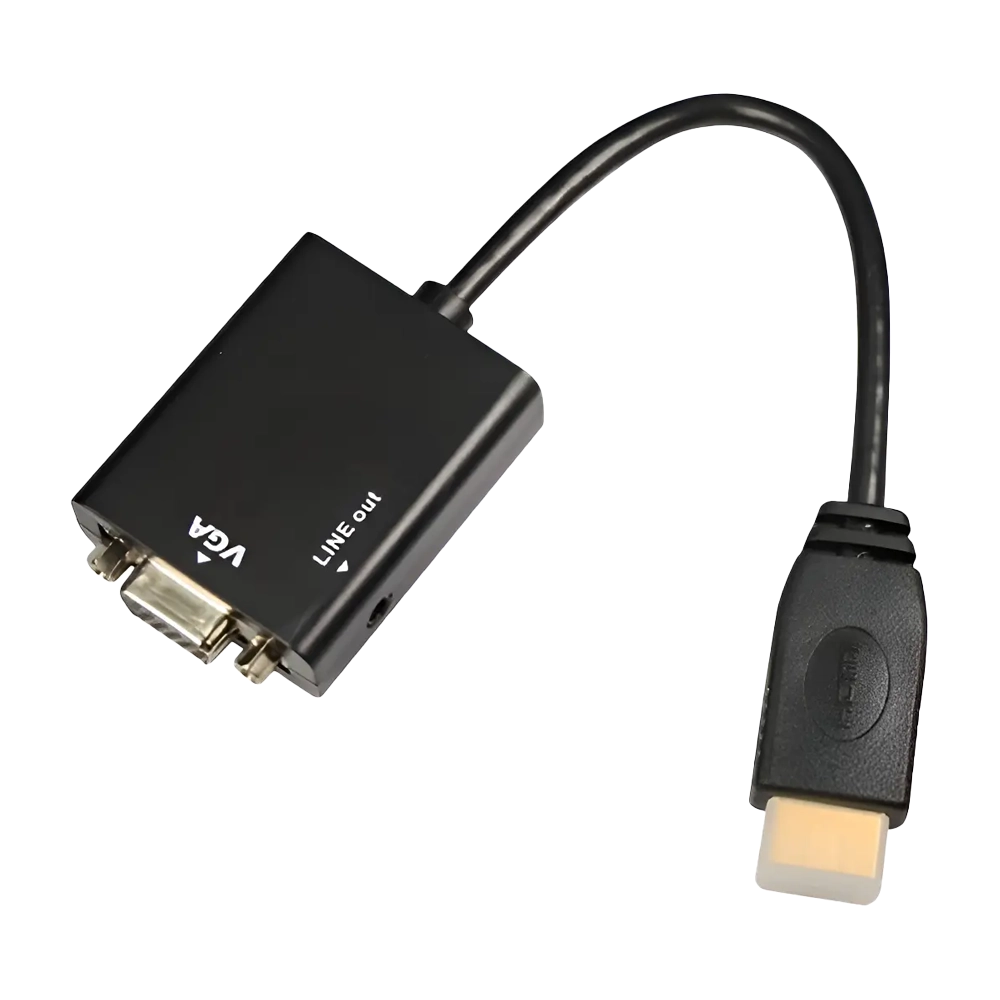 Cabo Adaptador HDMI Macho para VGA Fêmea com Saída de Audio Stereo P2 de 15 Centímetros