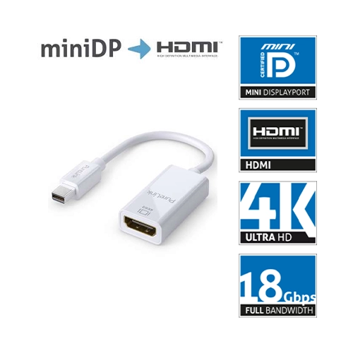 CABO ADAPTADOR MINI DISPLAYPORT MACHO X HDMI FEMEA 2.0 4K 60HZ (PURELINK)