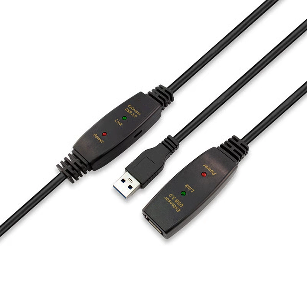 Cabo Extensor USB 3.0 Com Amplificação Tipo A Macho Para Tipo A Fêmea de 20 Metros