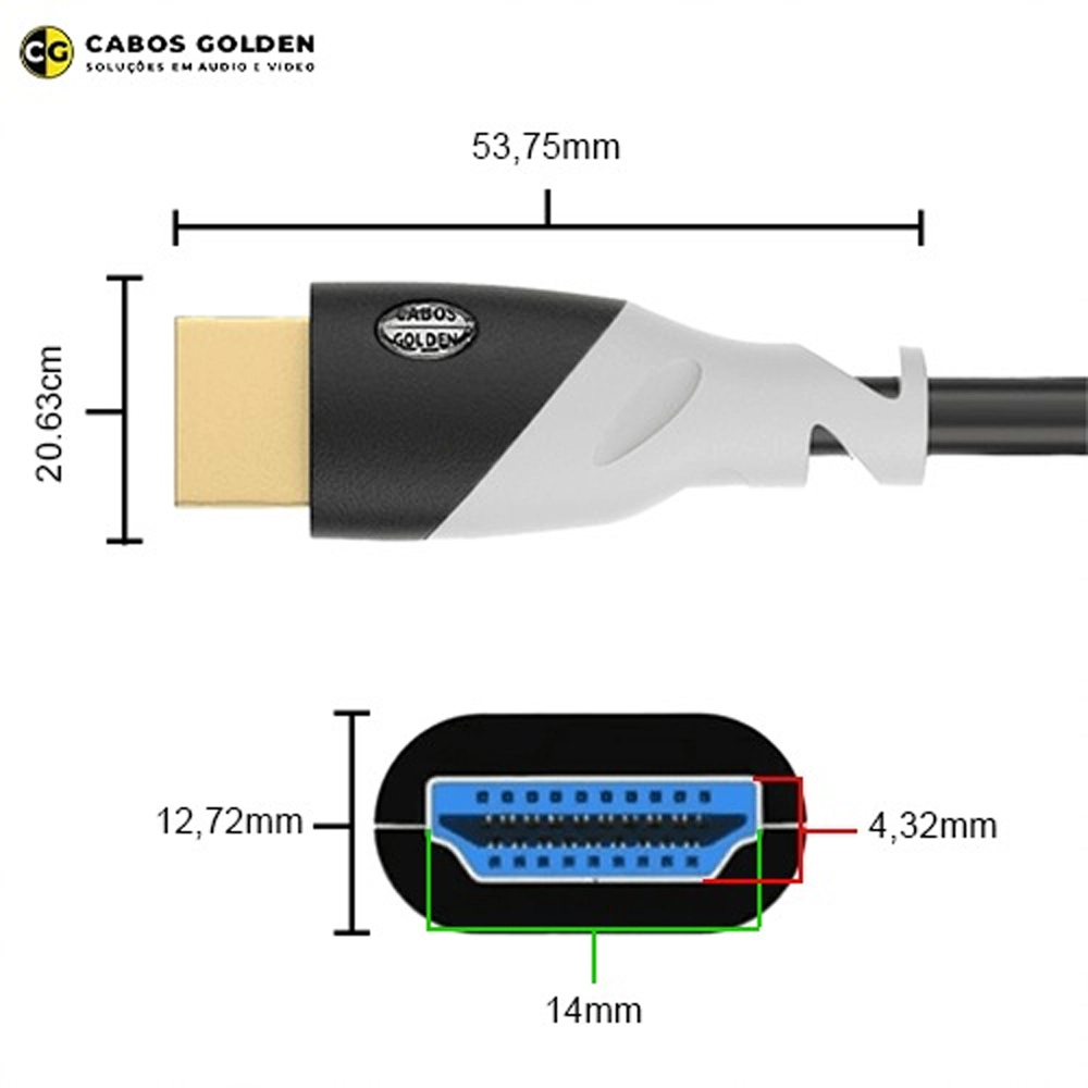 Cabo HDMI 2.0 FULL HD 1080p 60HZ de 19+1 Vias (CABOS GOLDEN) 10 Metros