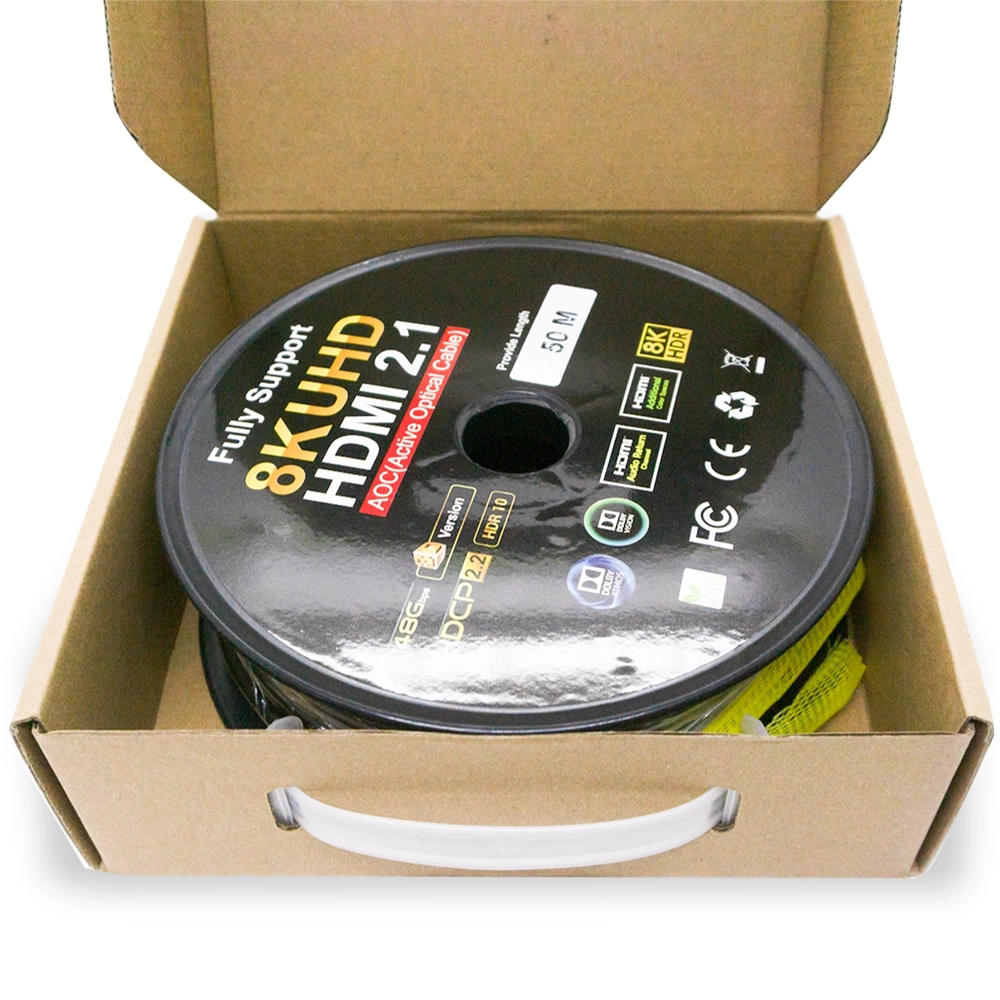 CABO HDMI 2.1 8K 60Hz HDR 48Gbps 30m - Fibra Óptica Com Conector Destacável (Cabos Golden)