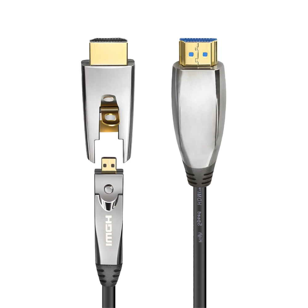 CABO HDMI 2.1 8K 60Hz HDR 48Gbps 50m - Fibra Óptica Com Conector Destacável (Cabos Golden)