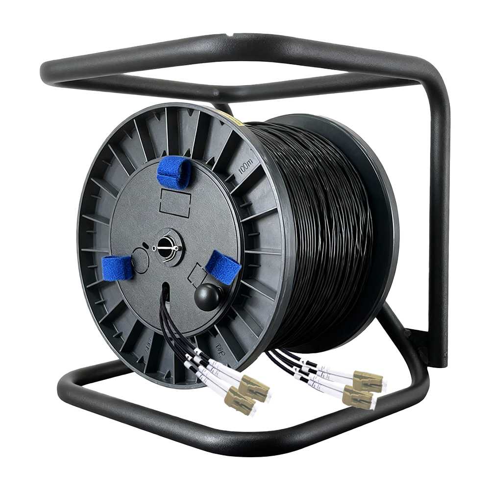 CABO OPTICO OM3 4LC/UPC M. X 4LC/UPC M. (MM) - LSZH - 5.0MM COM BLINDAGEM ARMORED (CG) DE 100M + CARRETEL DE 100M