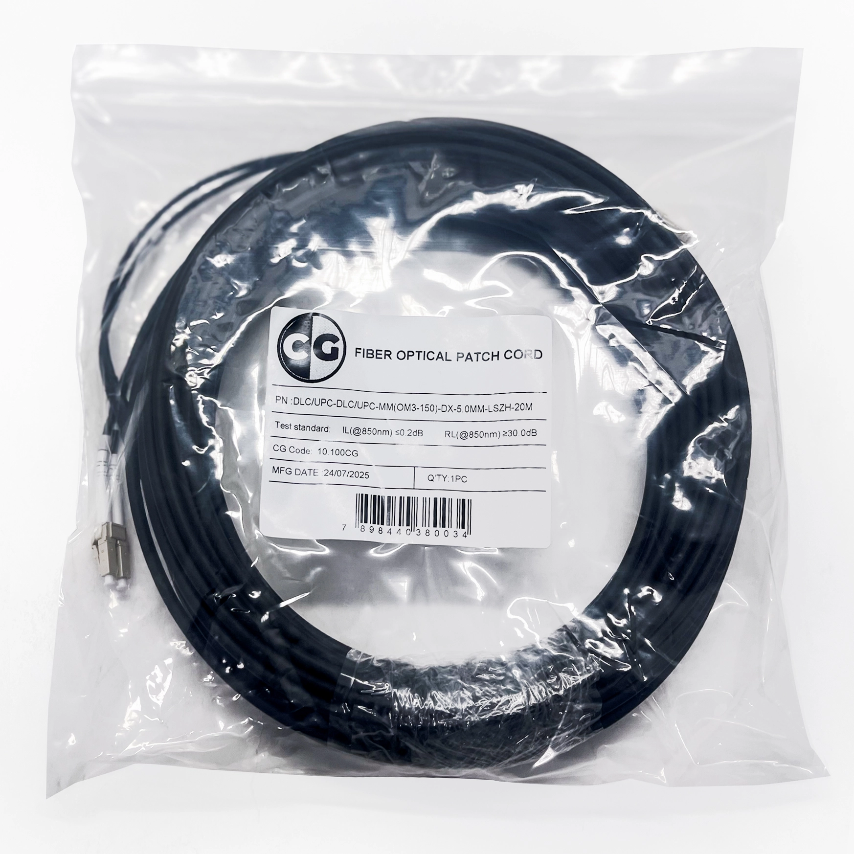CABO ÓPTICO OM3 (MM) 2LC/UPC M. X 2LC/UPC M. - LSZH - 5.0MM - (CG) - 20M