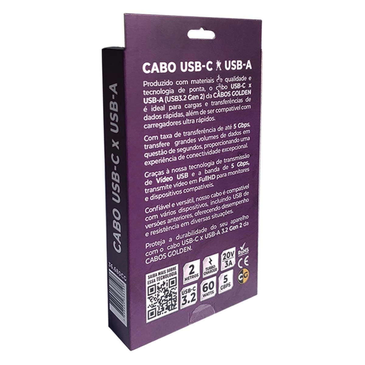 CABO USB-A MACO X USB-C MACHO 3.2 5G 60W (CG) - 2M