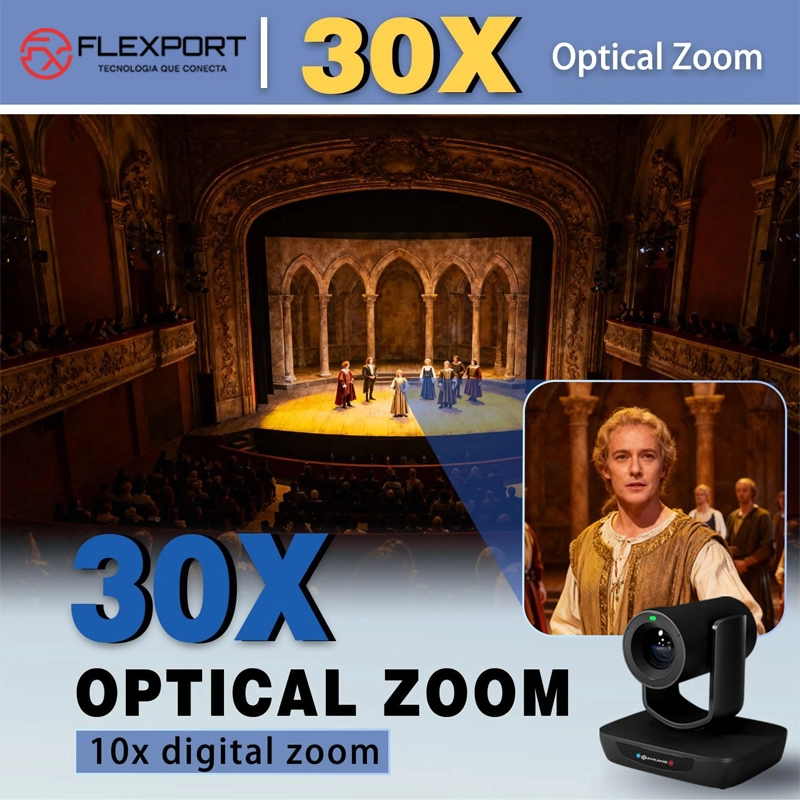 Câmera PTZ 4K 60hz com Zoom Óptico de 30X Interface 3G SDI e Rastreamento inteligente via IA (FLEXPORT)