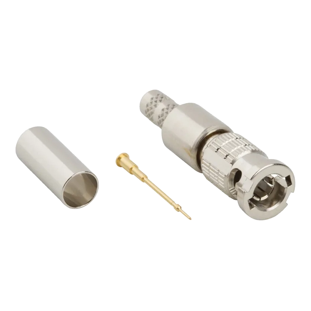 Conector Micro BNC SDI 1.0/2.3 Macho RG59 de Crimpar Com Trava (Cabos Golden)