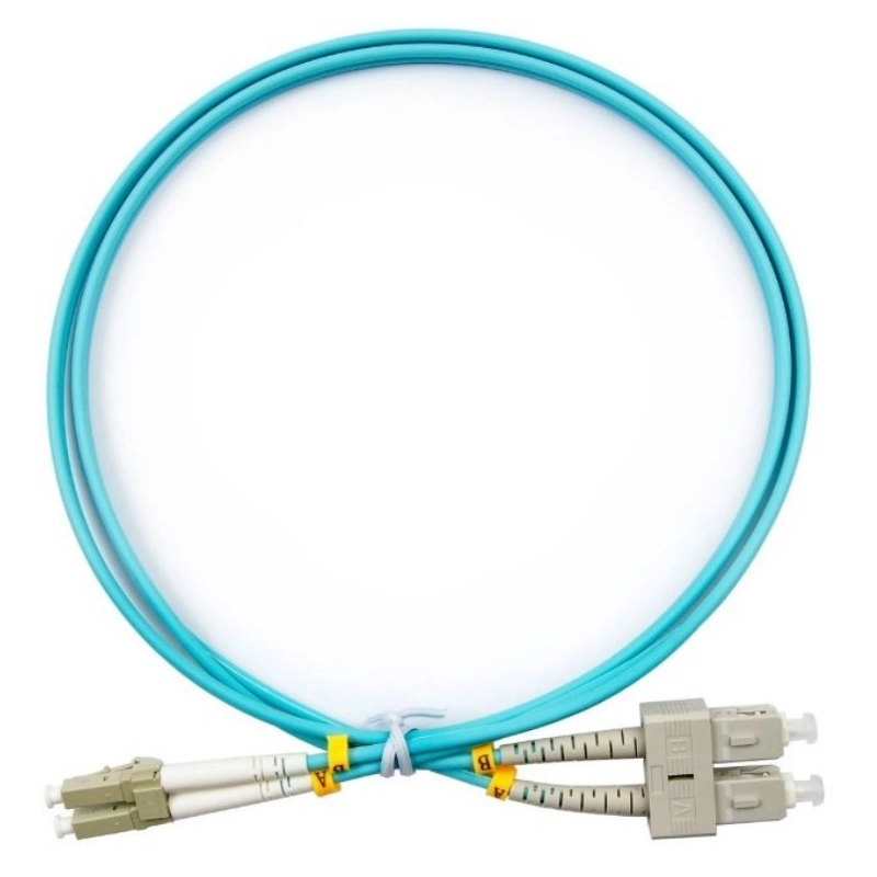 CORDÃO ÓPTICO  DUPLEX MULTIMODO DE CONVERSÃO 2SC X 2LC OM3 3.0MM COM LSZH - AQUA (CG) - 1,5M