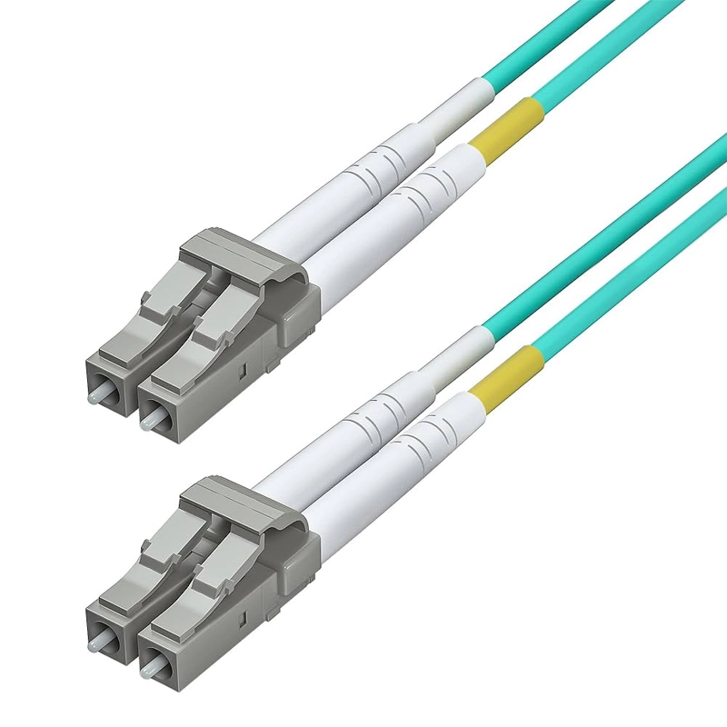 CORDÃO ÓPTICO DUPLEX MULTIMODO 2LC X 2LC OM3 3.0MM COM LSZH - AQUA (CG) - 50CM