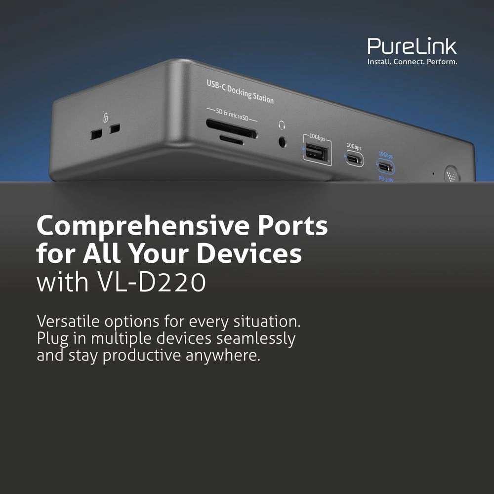 Docking Station USB-C 3.2 e HDMI 2.1 8k 30hz 15 em 1 (PURELINK)
