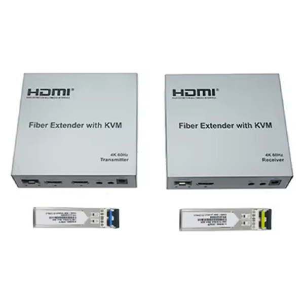 EXTENDER HDMI KVM VIA CABO ÓPTICO LC - 4K 60HZ - HDCP 2.2 - COM MINI GBIC (CG) - 20KM