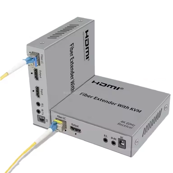 EXTENDER HDMI KVM VIA CABO ÓPTICO LC - 4K 60HZ - HDCP 2.2 - COM MINI GBIC (CG) - 20KM