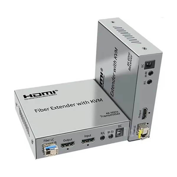 EXTENDER HDMI KVM VIA CABO ÓPTICO LC - 4K 60HZ - HDCP 2.2 - COM MINI GBIC (CG) - 20KM