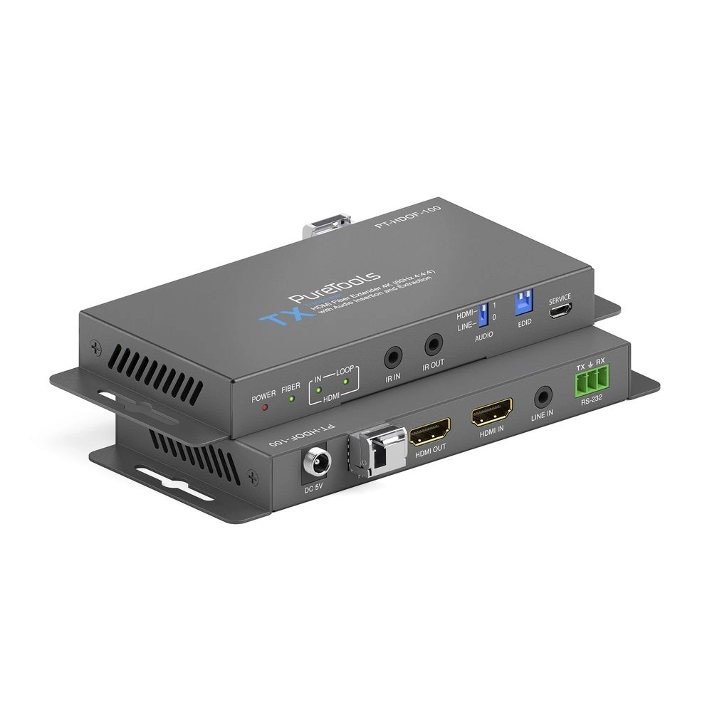 Kit de Extensores HDMI 2.0 via Fibra Óptica 4K 60Hz 18Gbps com Loop Out IR e RS232 (PURELINK)