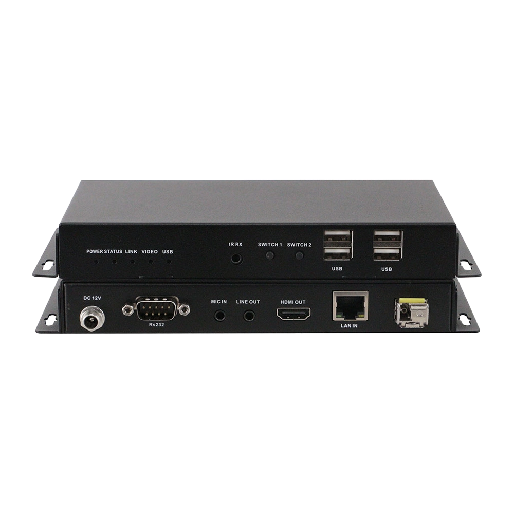 Extensor KVM HDMI 4K COM USB2.0 sobre IP FIBRA COM IR E RS232