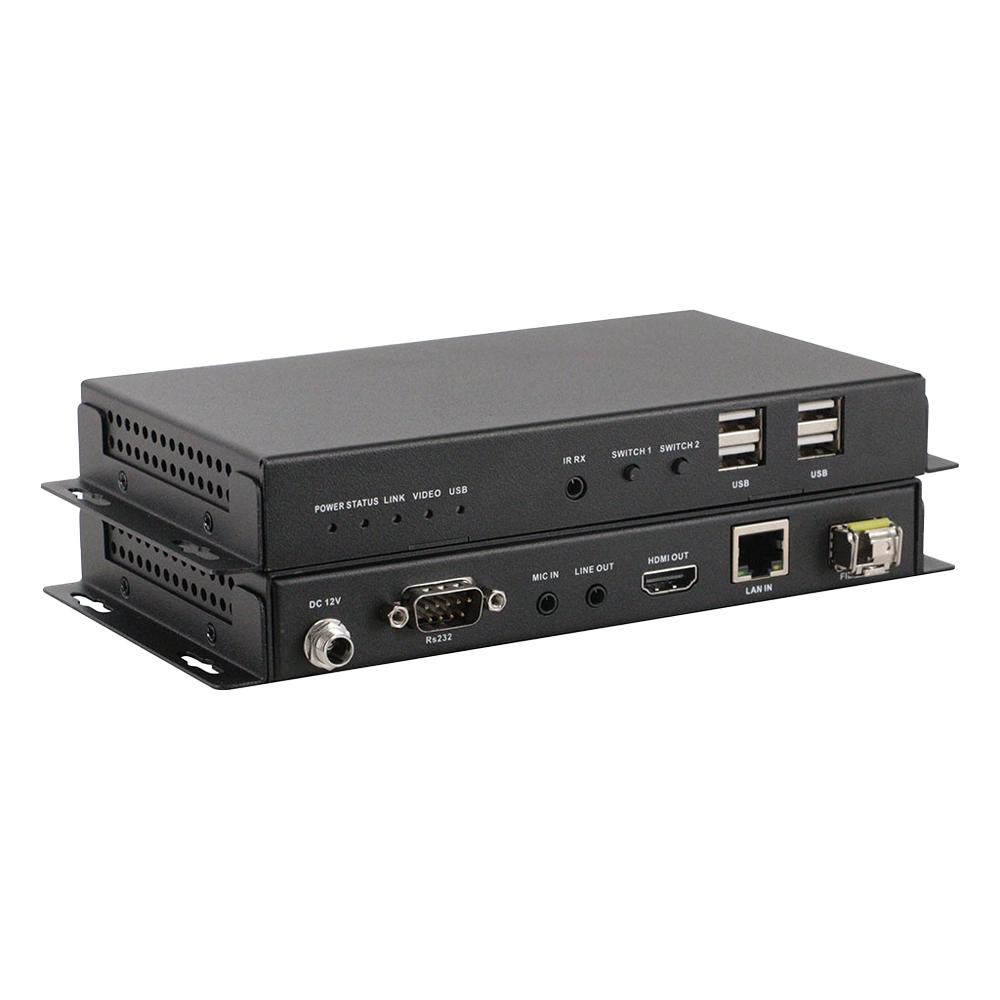 Extensor KVM HDMI 4K COM USB2.0 sobre IP FIBRA COM IR E RS232