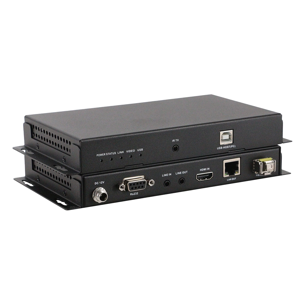 Extensor KVM HDMI 4K COM USB2.0 sobre IP FIBRA COM IR E RS232