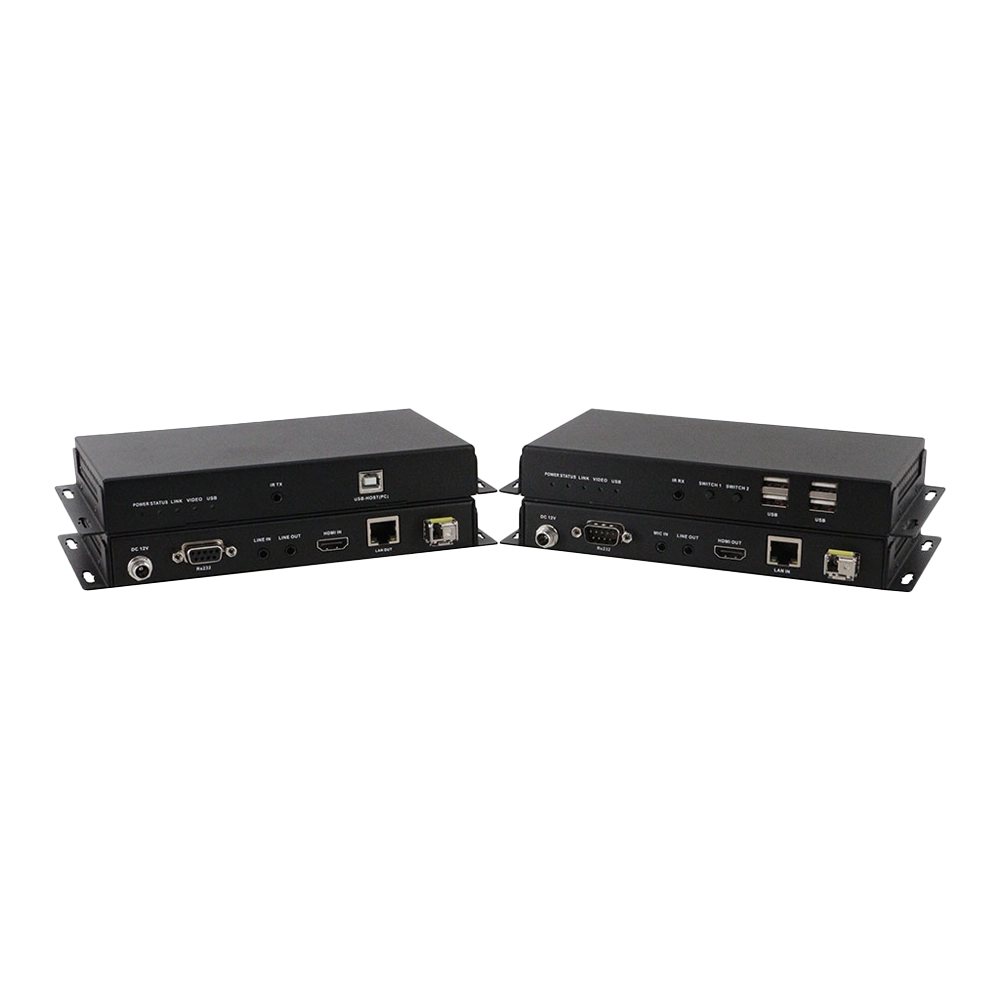 Extensor KVM HDMI 4K COM USB2.0 sobre IP FIBRA COM IR E RS232