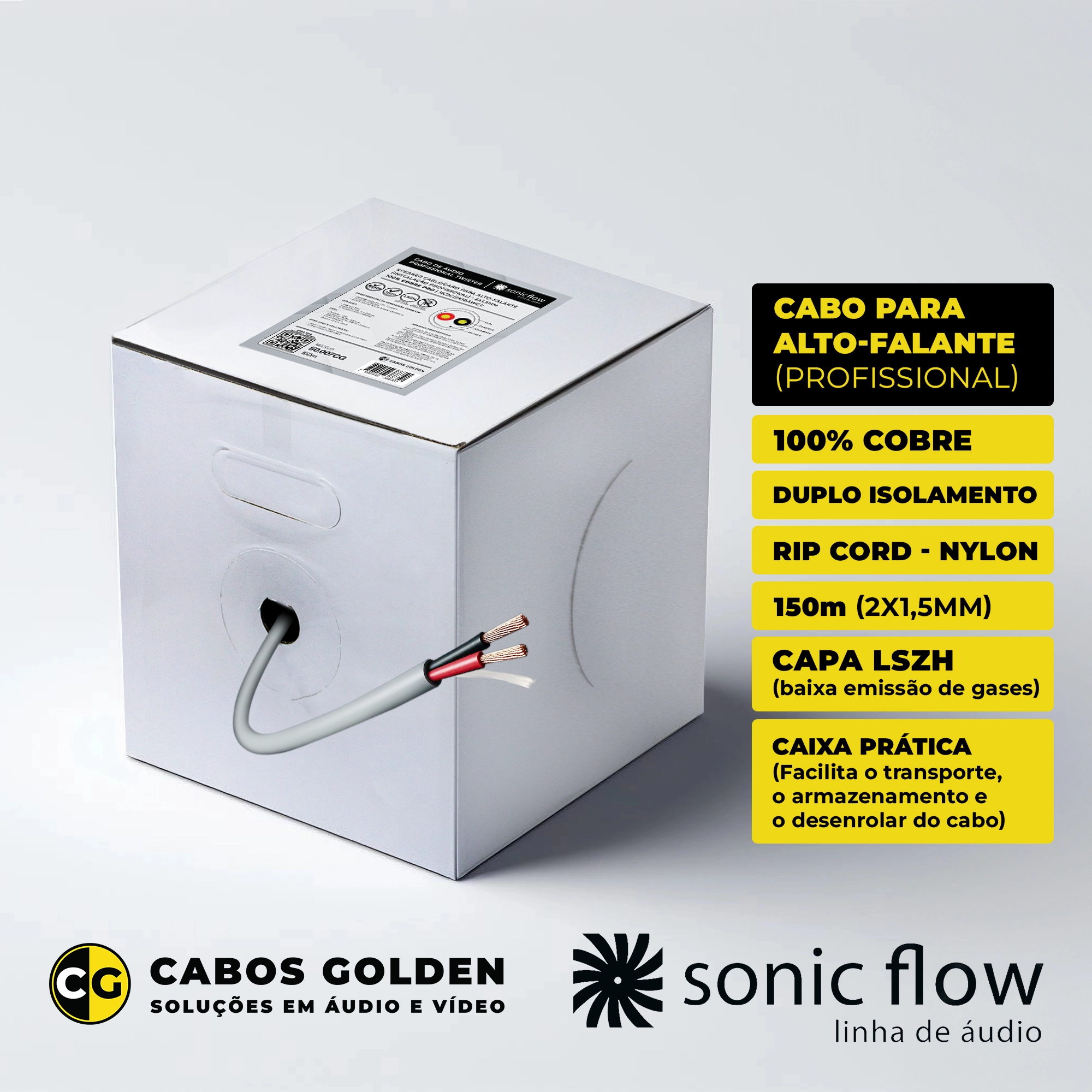 FIO PARALELO 2X1,5MM MULTIFIOS FLEXIVEL PURO COBRE (SonicFlow) (CG)