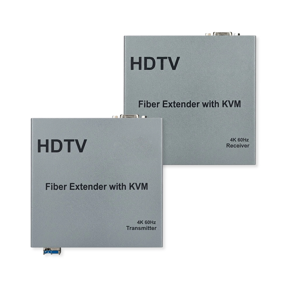 Kit de Extender HDMI 4K 60Hz HDCP 2.2  KVM Via Cabo Óptico Singlemode 1 LC de até 20Km (Acompanha Par de  Módulos Mini Gbic)