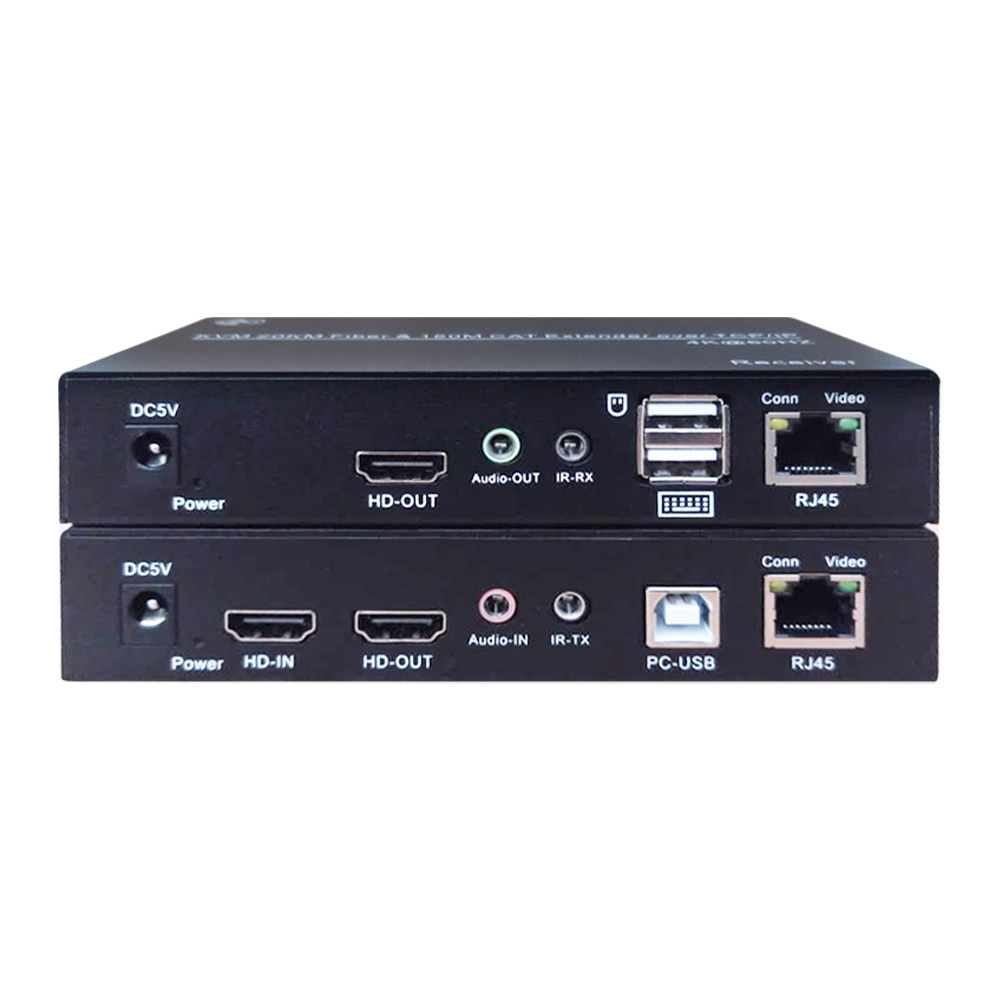 Kit de Extender KVM HDMI 4K 30HZ Hibrido Faz até 20 Quilômetros Via Fibra Óptica 1SC Singlemode e 150 Metros Via porta RJ45 (Ethernet) (CG)