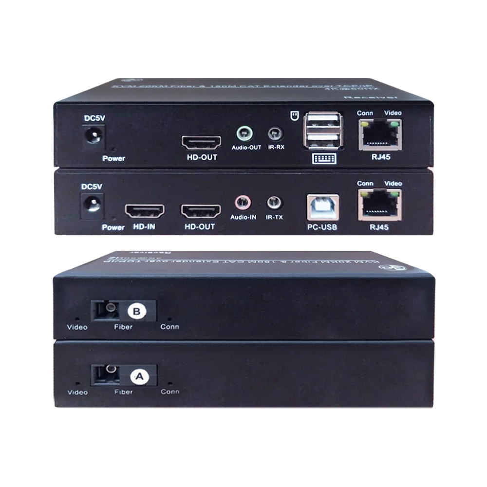 Kit de Extender KVM HDMI 4K 30HZ Hibrido Faz até 20 Quilômetros Via Fibra Óptica 1SC Singlemode e 150 Metros Via porta RJ45 (Ethernet) (CG)