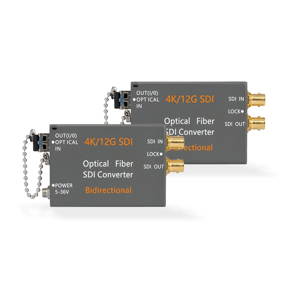 Kit de Extender SDI Bidirecional 4K 60Hz 12G Via Fibra Óptica Com Par de Módulos Mini Gbic de 2 LC  (Compatível com Black Magic) - CG