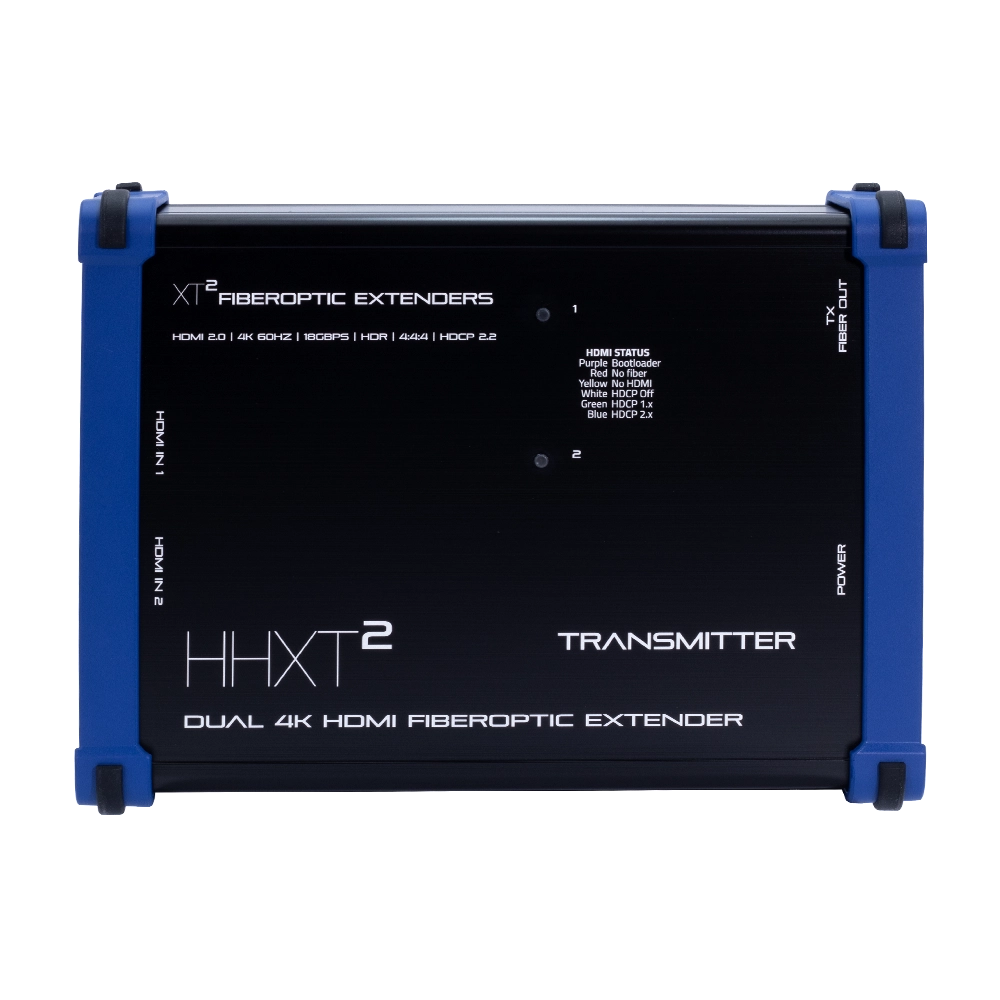 KIT Extensor TX e RX Com 2 HDMI 2.0 IN/OUT 4K 60Hz HDR Gigabit Via Fibra Óptica Multimodo 1Km (XT²)