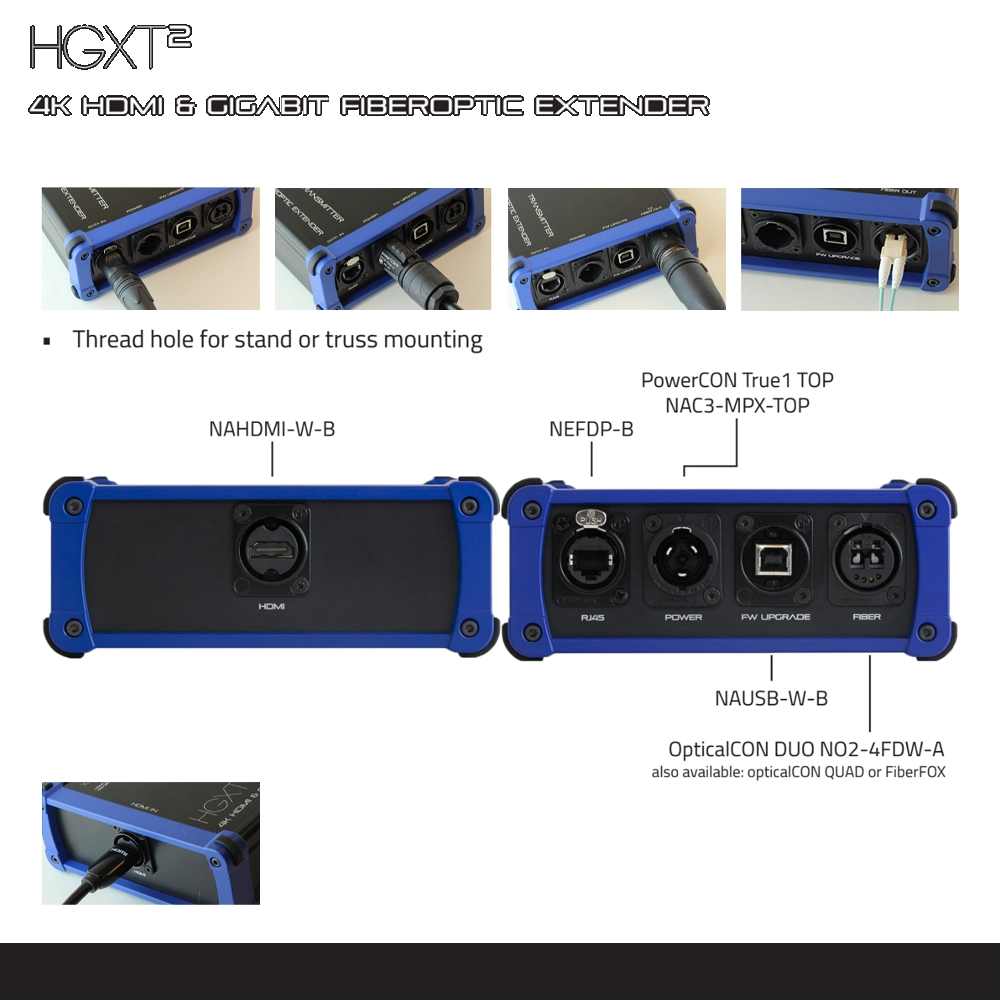 KIT Extensor TX e RX Com 1 HDMI IN/OUT 4K 60Hz Gigabitit HDR Via Fibra Óptica Multimodo 1Km (XT²)