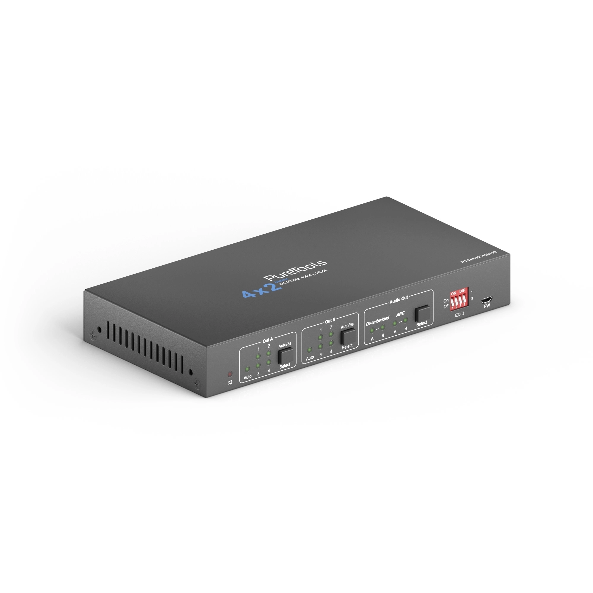 Matrix HDMI 4x2 4K 60Hz 18Gbps com Escalador e Saída de áudio ARC (Purelink)