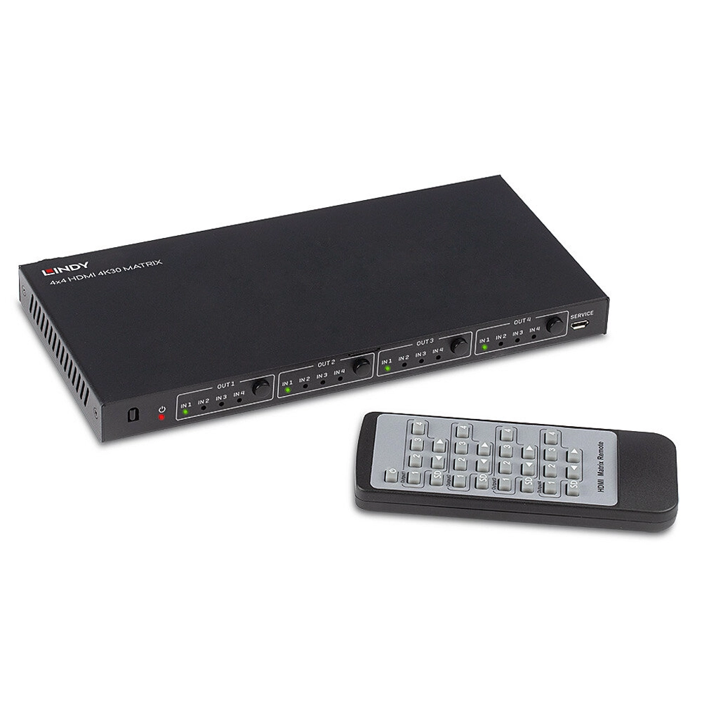 MATRIX HDMI 4X4 4K 30HZ HDCP 1.4 DISTRIBUIÇÃO AV FLEXÍVEL E CONTROLE INTELIGENTE (LINDY)