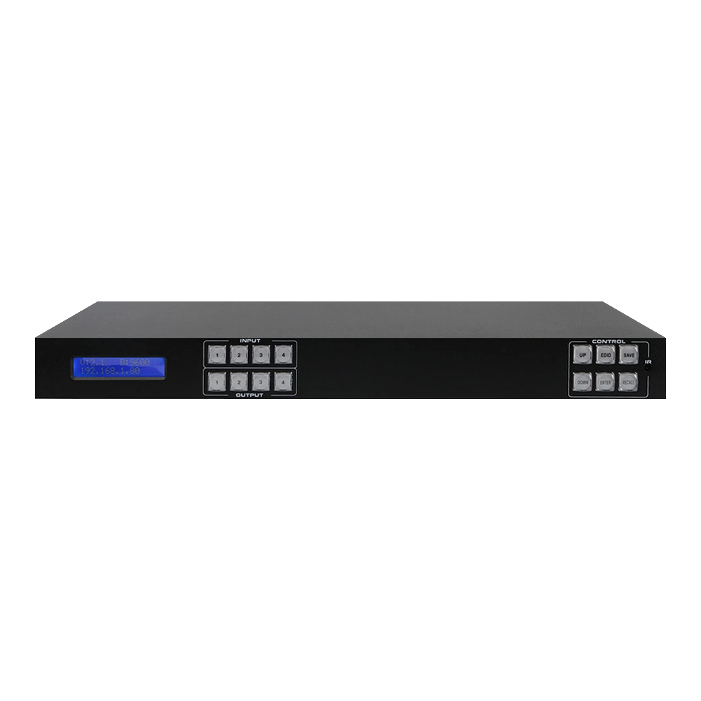 MATRIX HDMI 4X4 4K 60HZ RACK 1U COM GERENCIAMENTO EDID E ÁUDIO FLEXÍVEL (FLEXPORT)