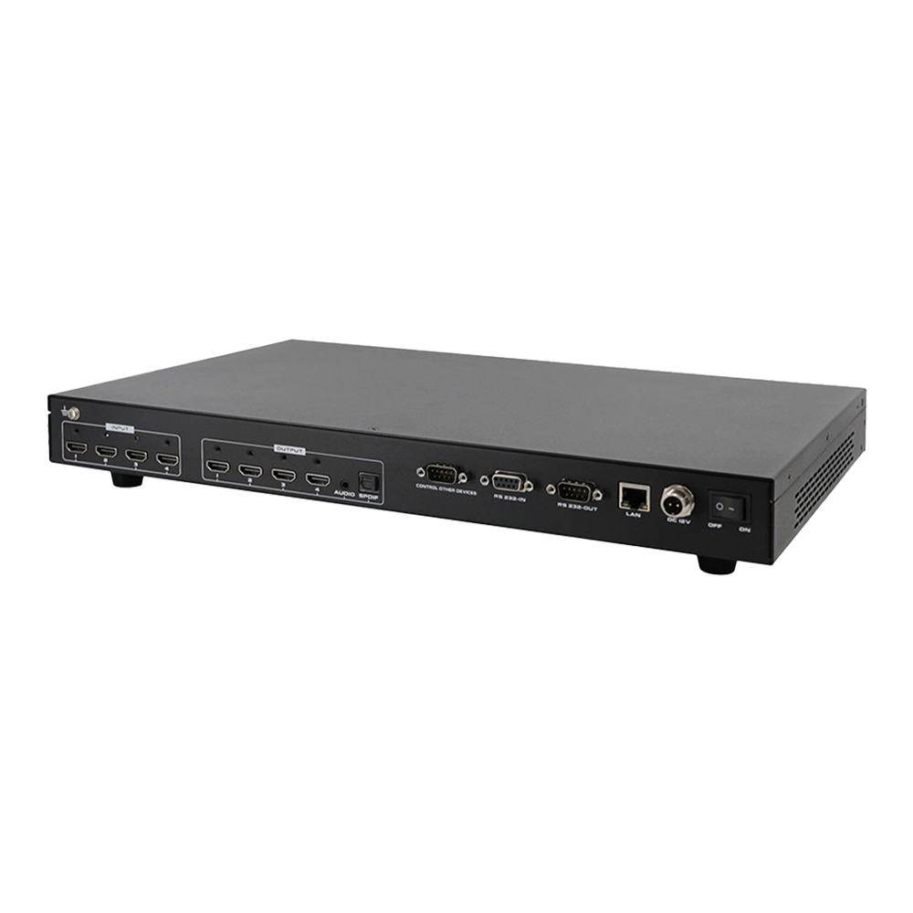 MATRIX HDMI 4X4 4K 60HZ RACK 1U COM GERENCIAMENTO EDID E ÁUDIO FLEXÍVEL (FLEXPORT)