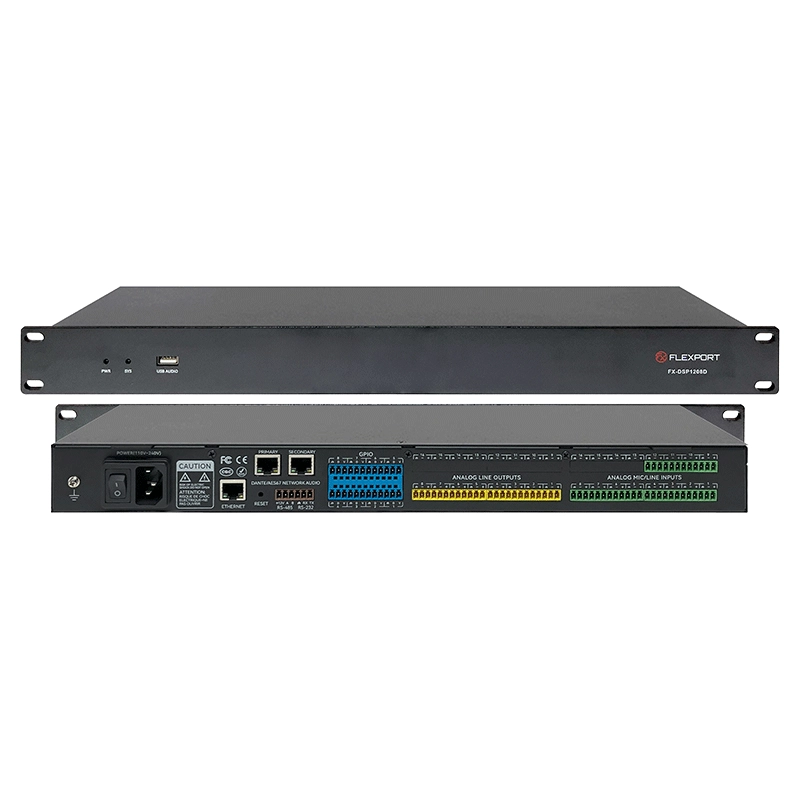 PROCESSADOR DE AUDIO DSP 12x8 ANALOGICO COM DANTE 8X8 (FLEXPORT)