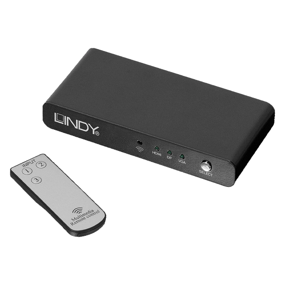 SELETOR E SWITCH HDMI 1 DISPLAYPORT E 1 HDMI IN PARA 1 HDMI OU 4K 30HZ (LINDY)