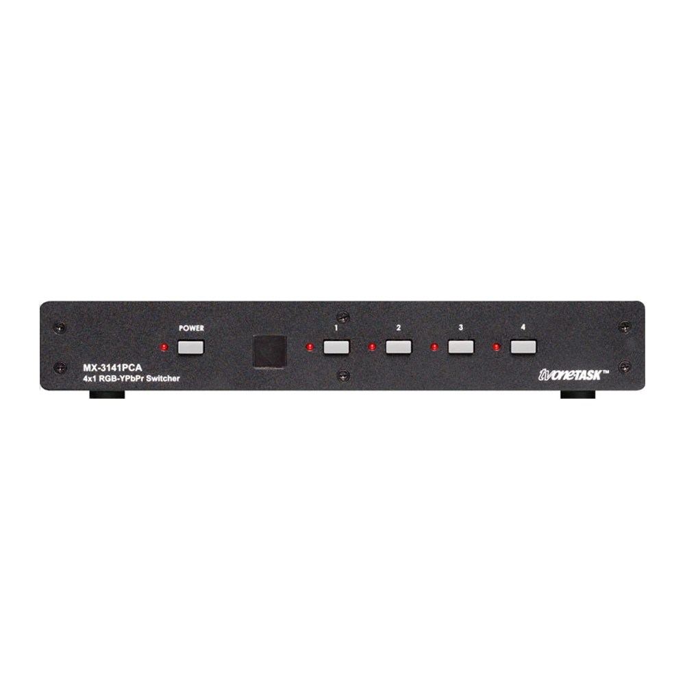 Seletot e Switcher VGA 4x1 com entrada de aúdio individual P2 e RS232 1U (TV ONE)